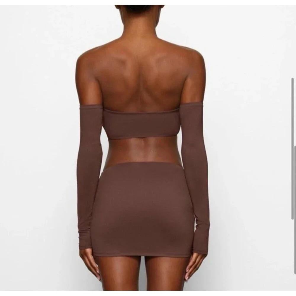 SKIMS Swim Long Sleeved Bikini Top Cocoa Size Small